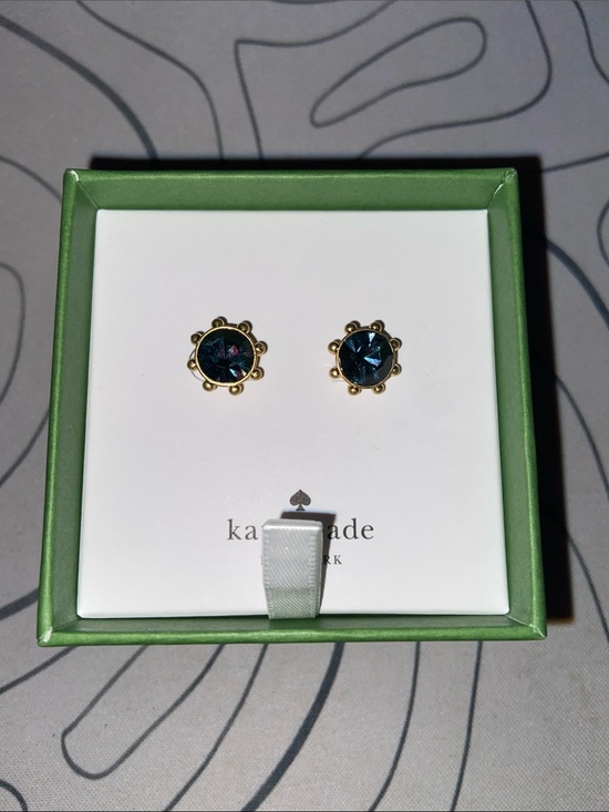 kate spade Jewelry - kate spade Gold-Tone Floral Stud Earrings with Dark Blue Crystals